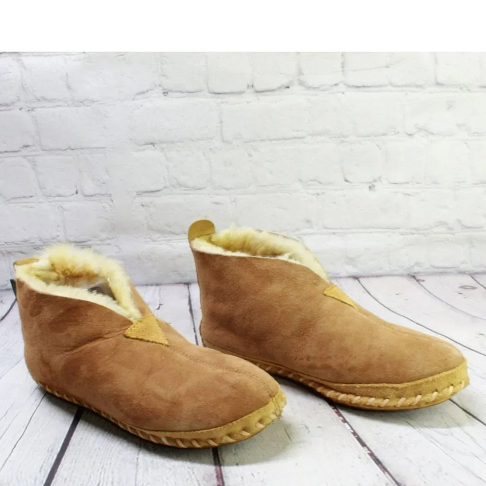 LL Bean Brown Suede Wicked Good Shearling Lined Slipper Ankle Boot Size 7 M - Picture 3 of 9